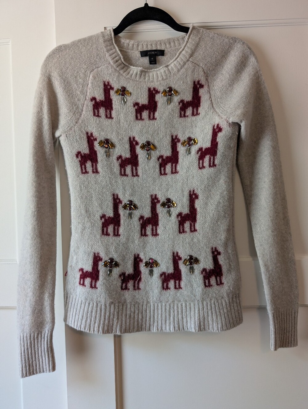 Grey & Burgundy J. Crew Llama Sweater XS